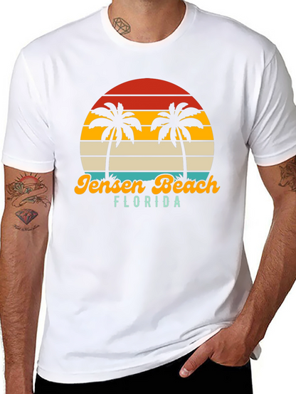 Jensen Beach Florida Palm Tree Sunset Graphic Tee