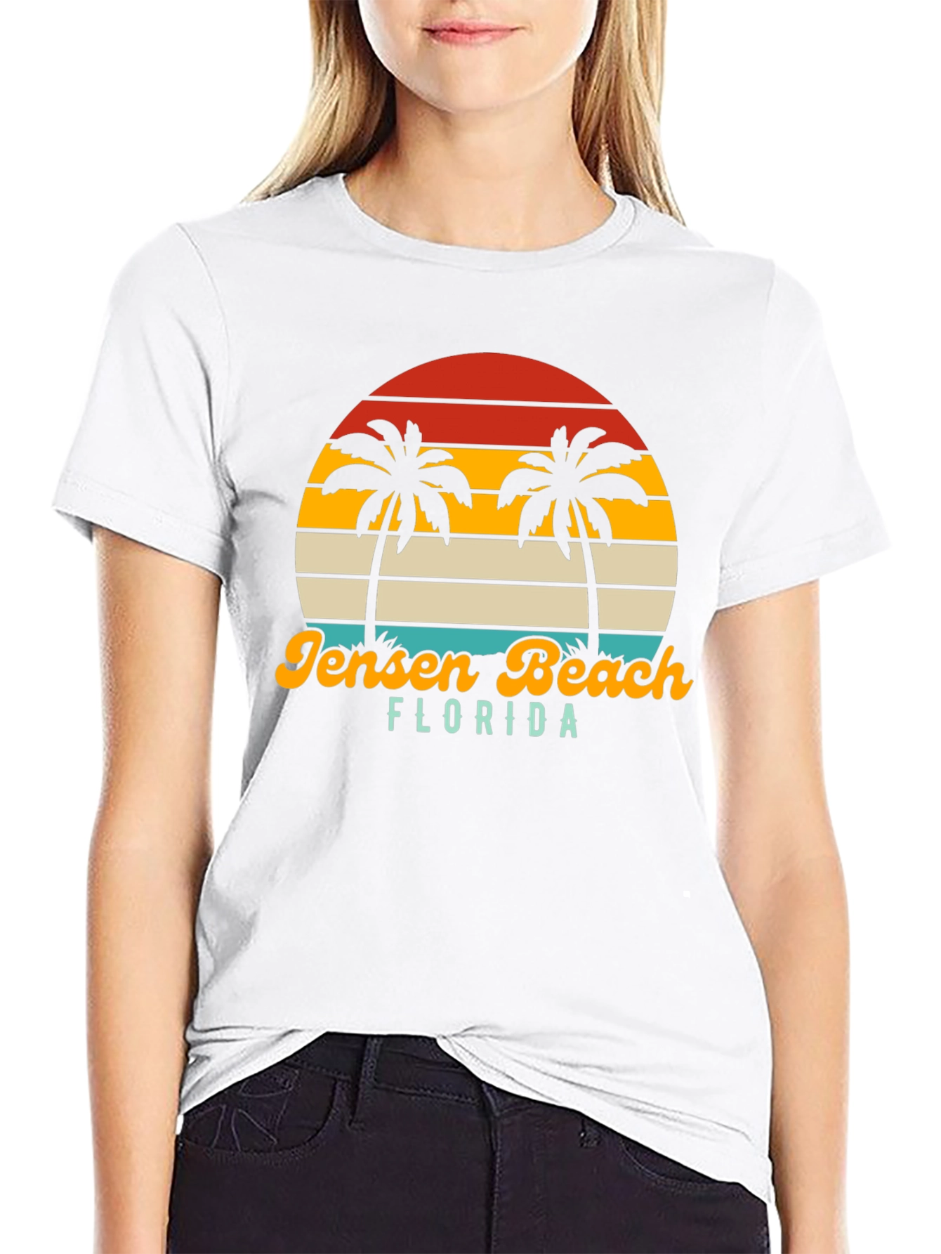 Jensen Beach Florida Palm Tree Sunset Graphic Tee