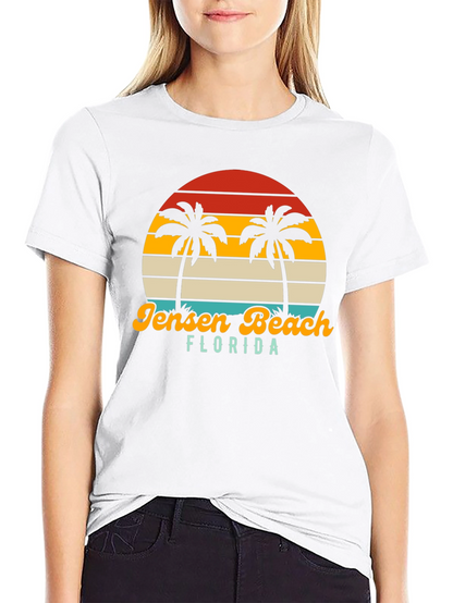 Jensen Beach Florida Palm Tree Sunset Graphic Tee