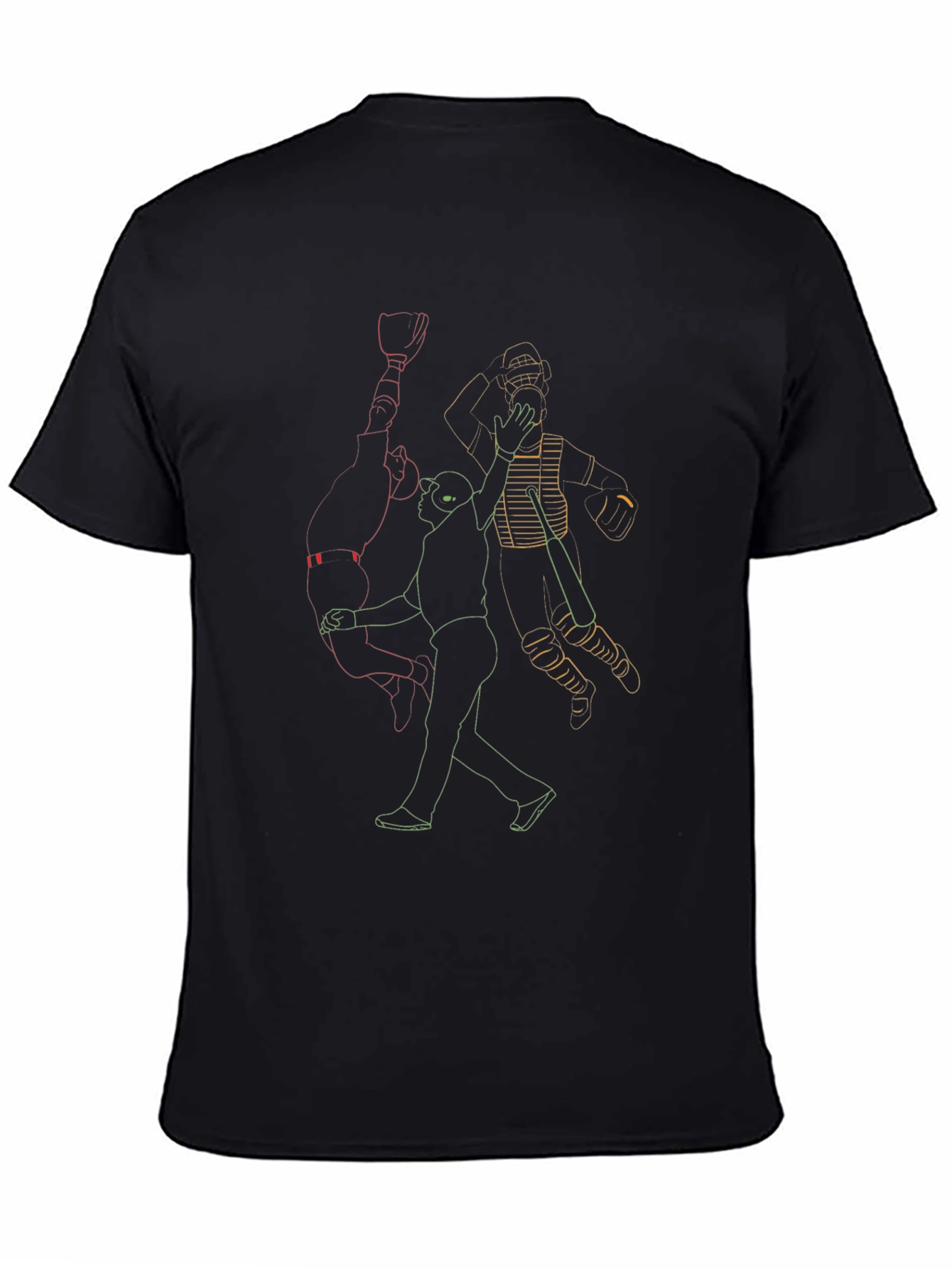 Baseball Outline Graphic Print Tee - Black