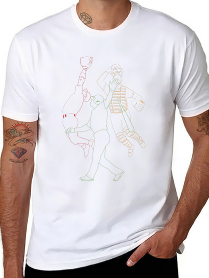Baseball Outline Graphic Print Tee - Black