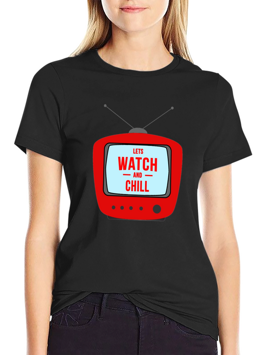 Retro TV Watch & Chill Graphic Tee - Black