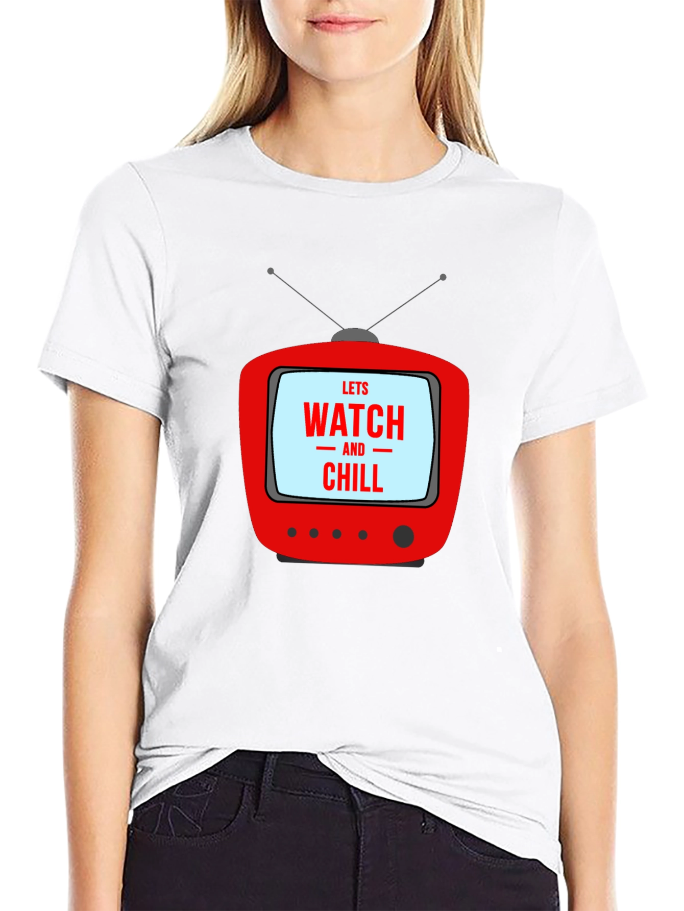 Retro TV Watch & Chill Graphic Tee - Black
