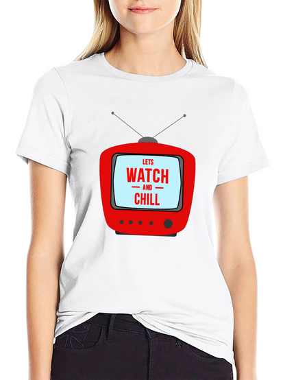 Retro TV Watch & Chill Graphic Tee - Black