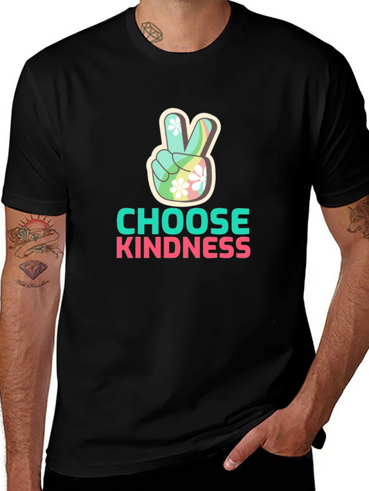 Choose Kindness Peace Sign Graphic Tee - Black