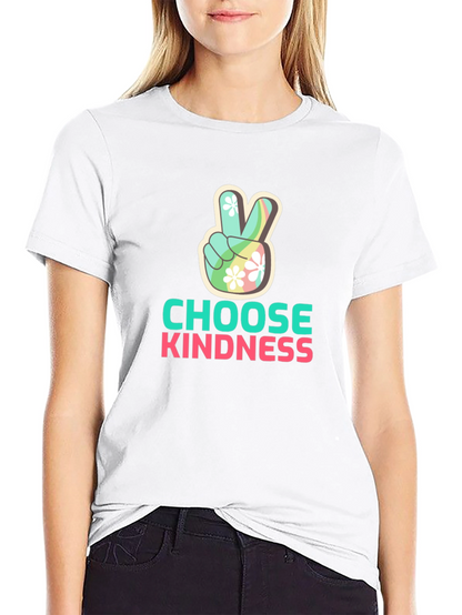 Choose Kindness Peace Sign Graphic Tee - Black