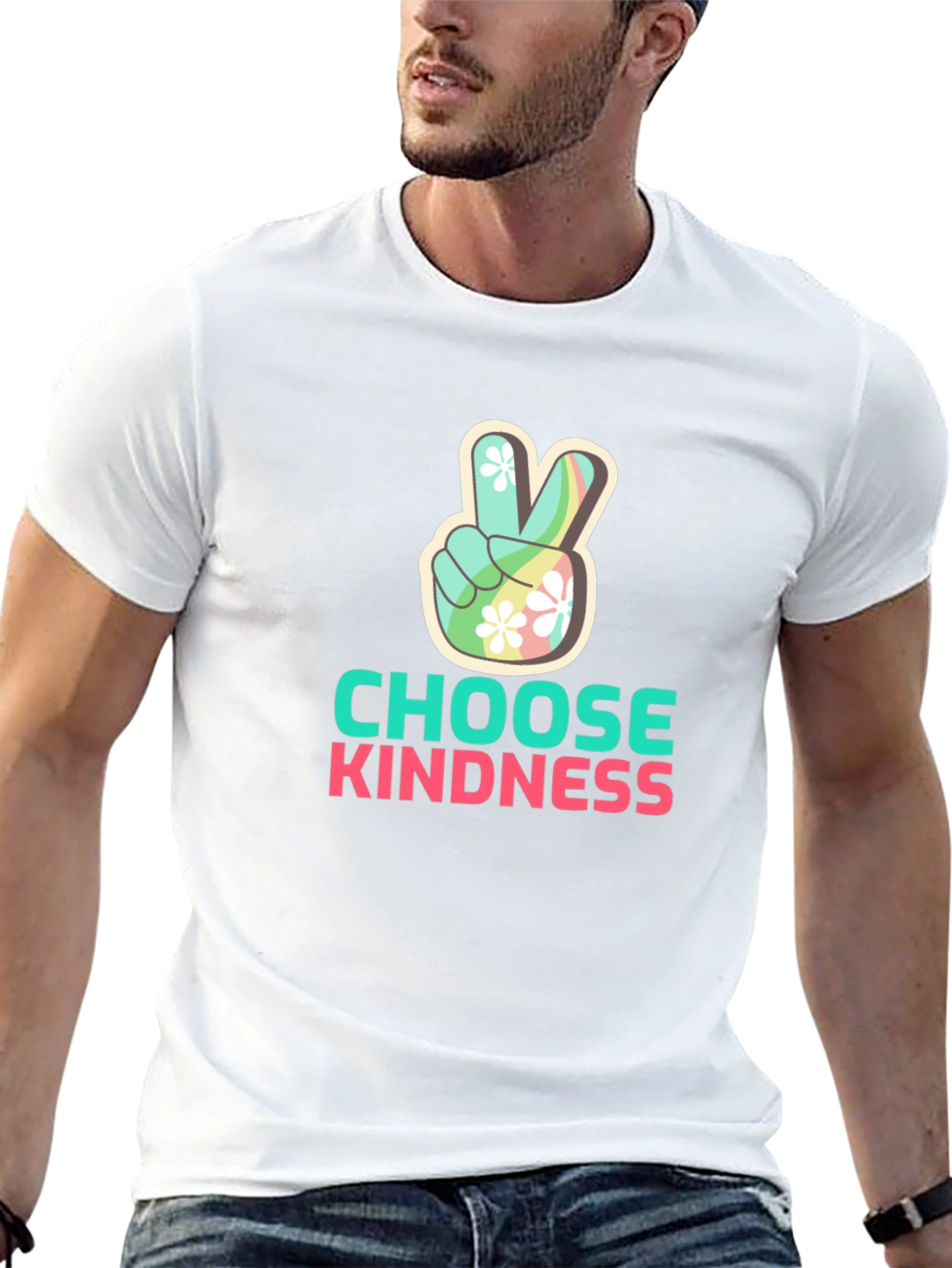 Choose Kindness Peace Sign Graphic Tee - Black