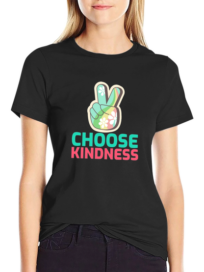 Choose Kindness Peace Sign Graphic Tee - Black