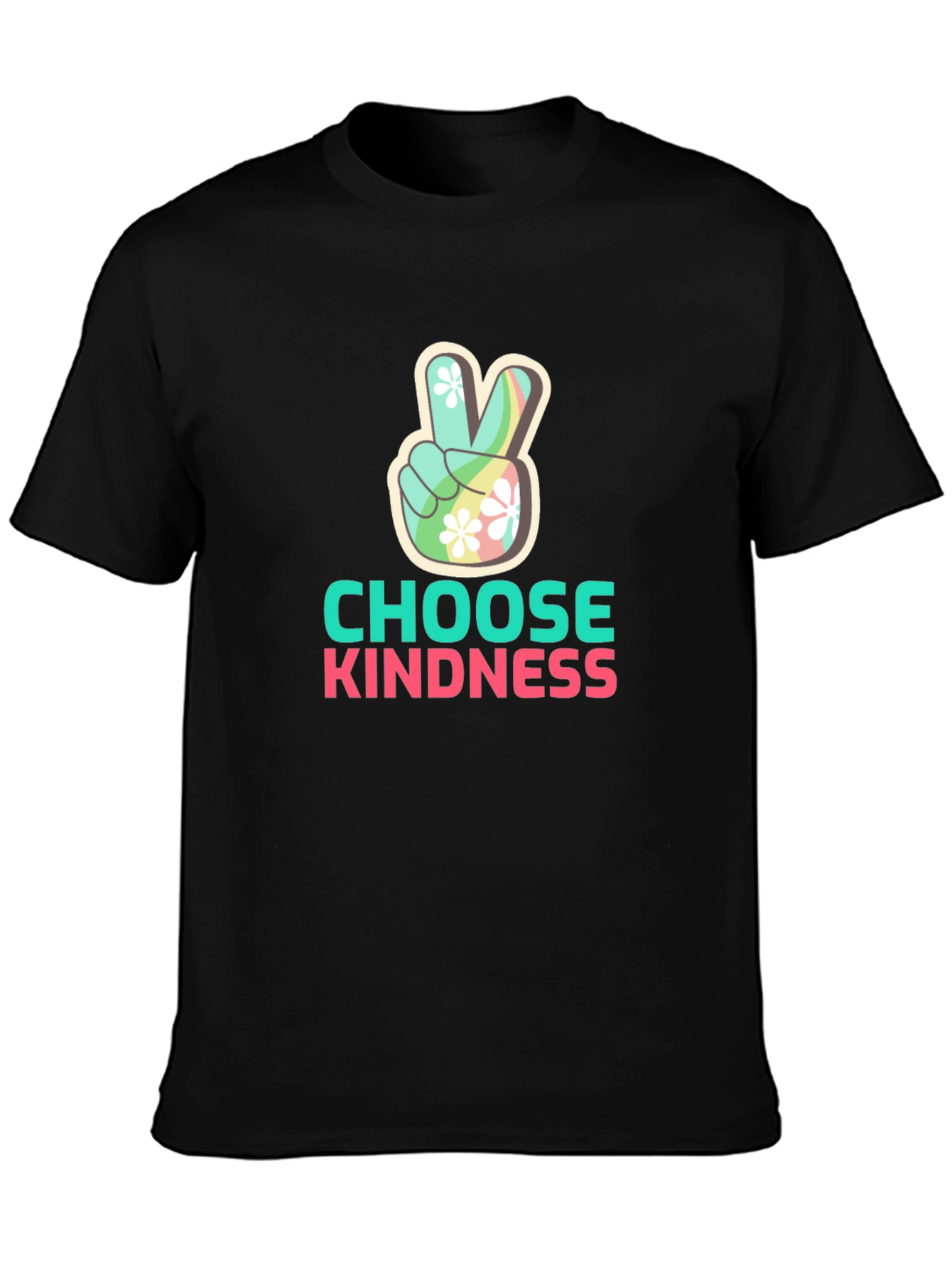 Choose Kindness Peace Sign Graphic Tee - Black
