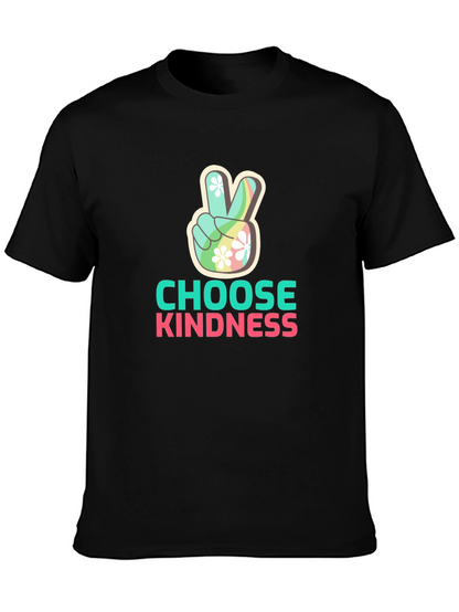 Choose Kindness Peace Sign Graphic Tee - Black