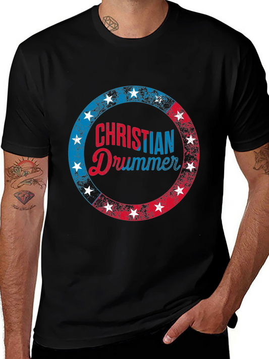 Christian Drummer T-Shirt Patriotic Design