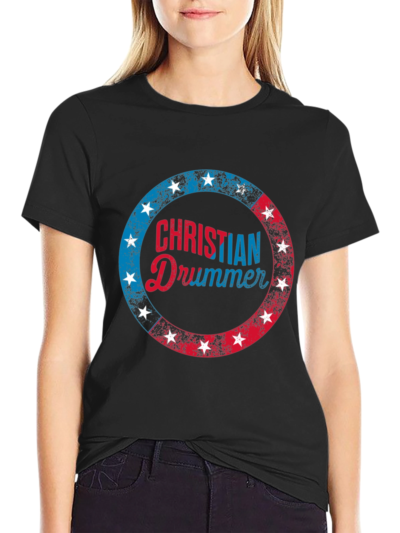Christian Drummer T-Shirt Patriotic Design