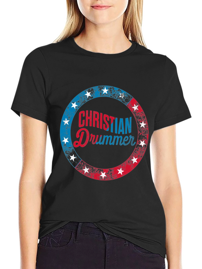 Christian Drummer T-Shirt Patriotic Design