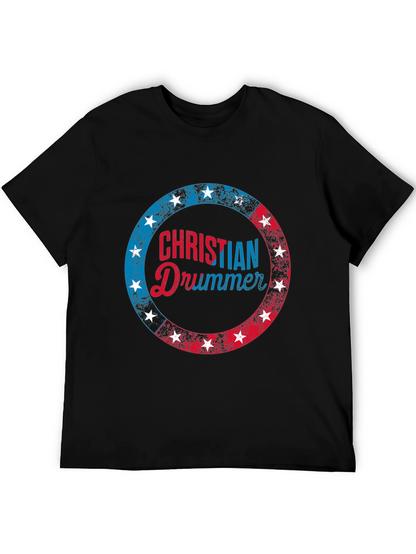 Christian Drummer T-Shirt Patriotic Design