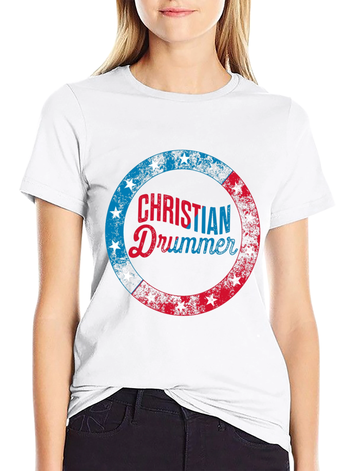 Christian Drummer T-Shirt Patriotic Design