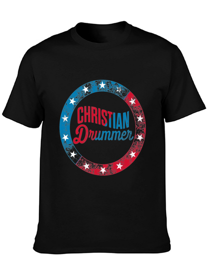 Christian Drummer T-Shirt Patriotic Design