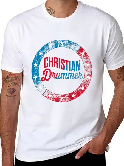 Christian Drummer T-Shirt Patriotic Design