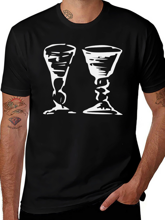 Black T-Shirt with Two Chalice Print