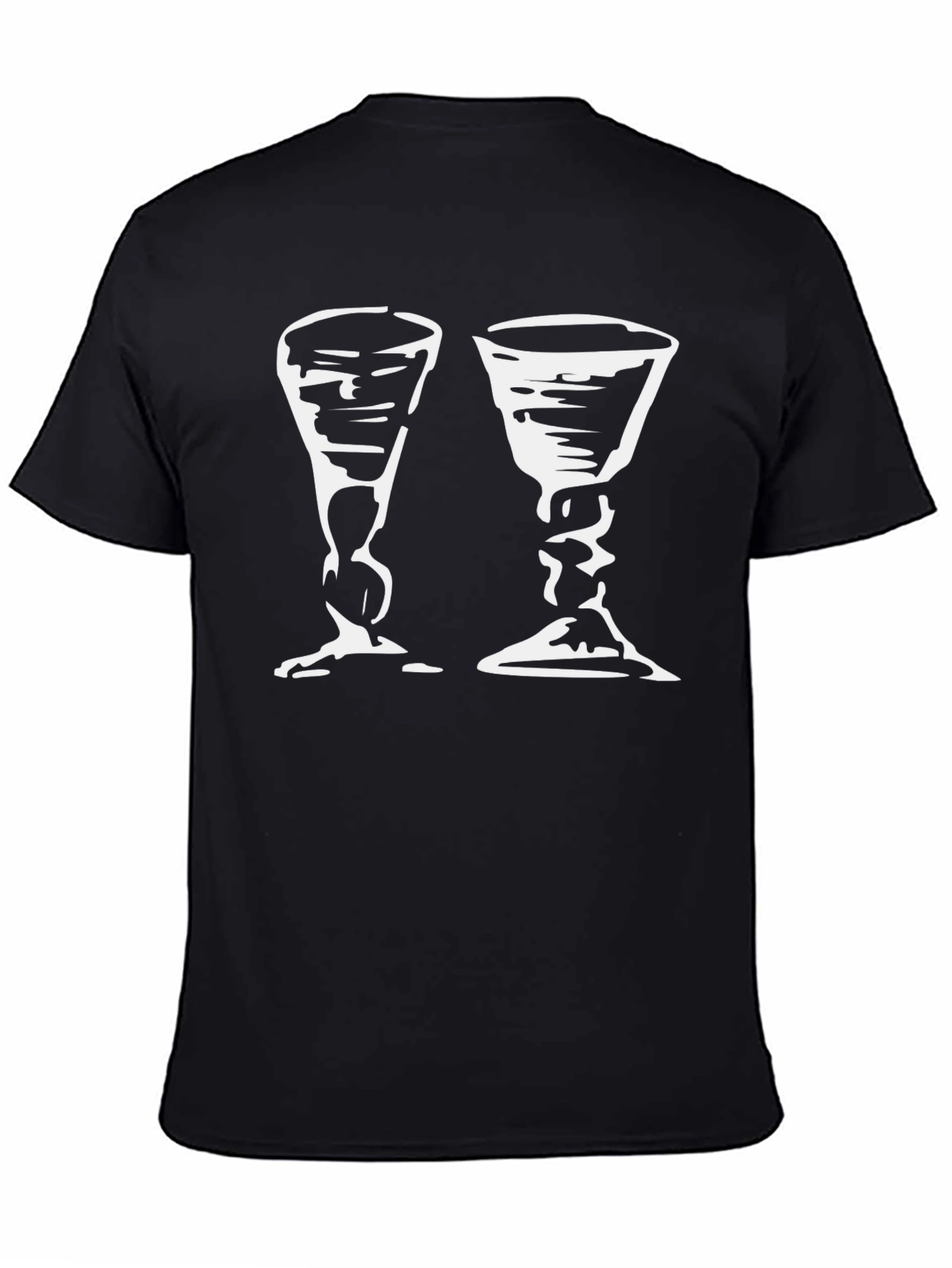 Black T-Shirt with Two Chalice Print