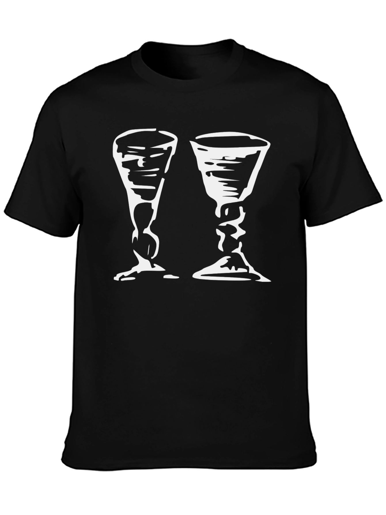 Black T-Shirt with Two Chalice Print