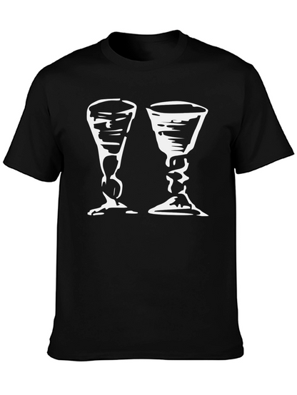 Black T-Shirt with Two Chalice Print