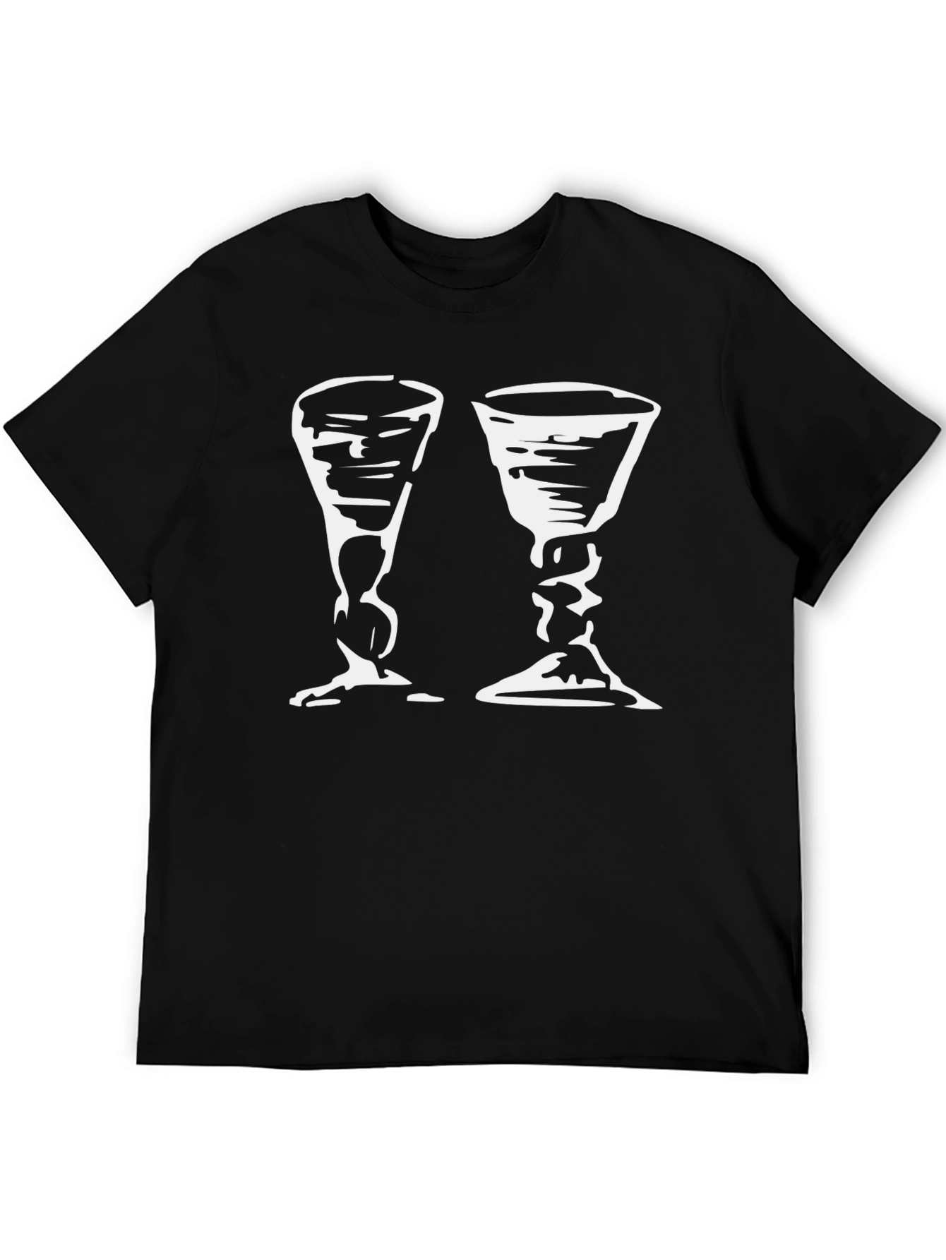 Black T-Shirt with Two Chalice Print