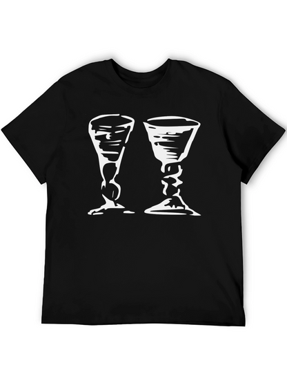 Black T-Shirt with Two Chalice Print