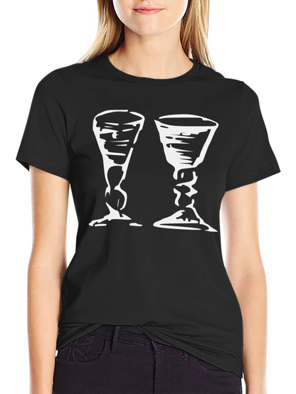 Black T-Shirt with Two Chalice Print