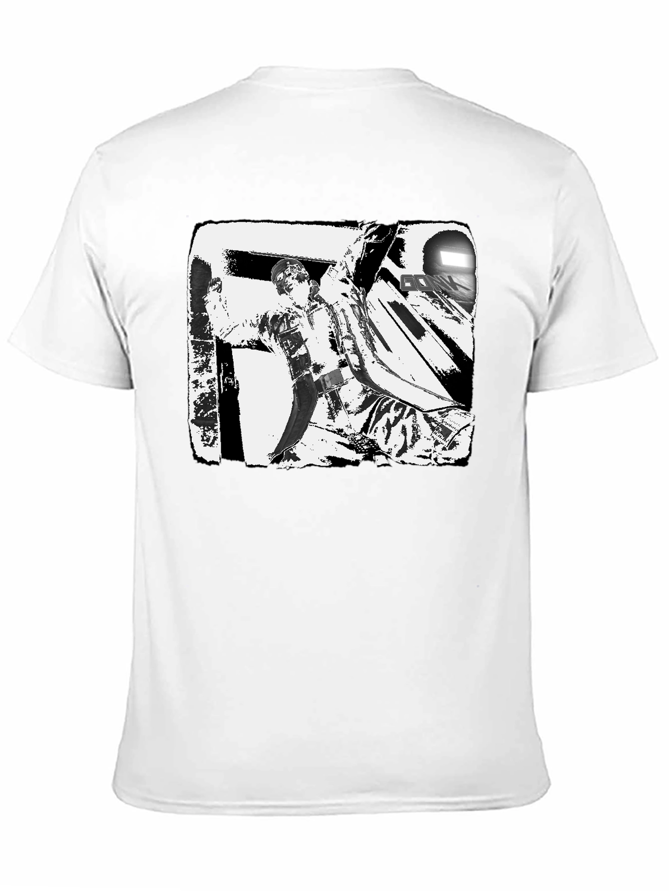 Black & White Graphic Tee: Action Scene