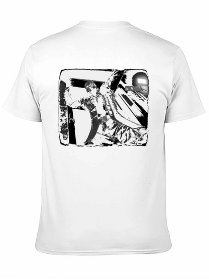 Black & White Graphic Tee: Action Scene