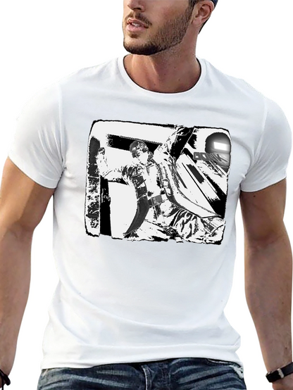 Black & White Graphic Tee: Action Scene