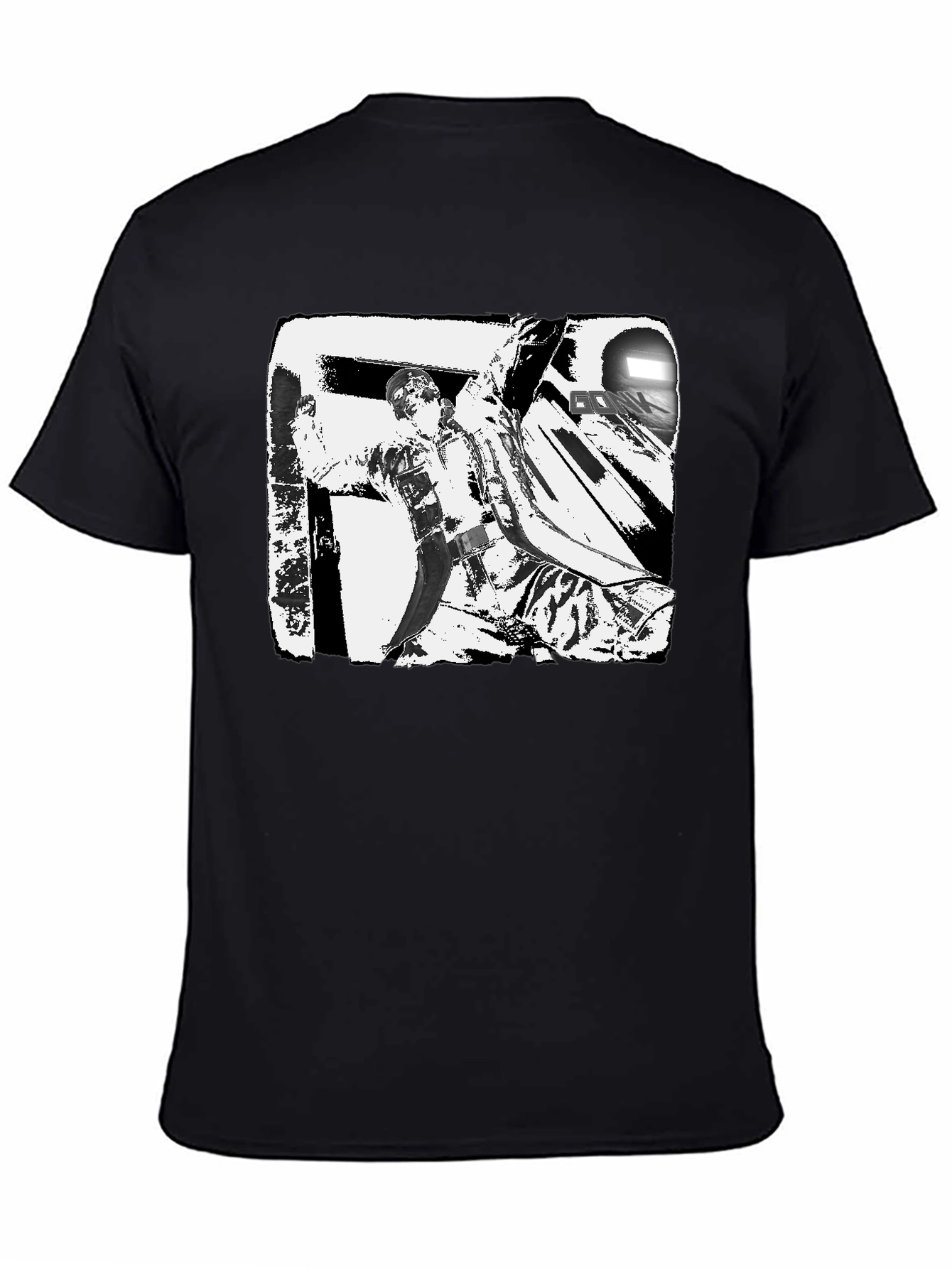 Black & White Graphic Tee: Action Scene