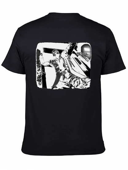 Black & White Graphic Tee: Action Scene