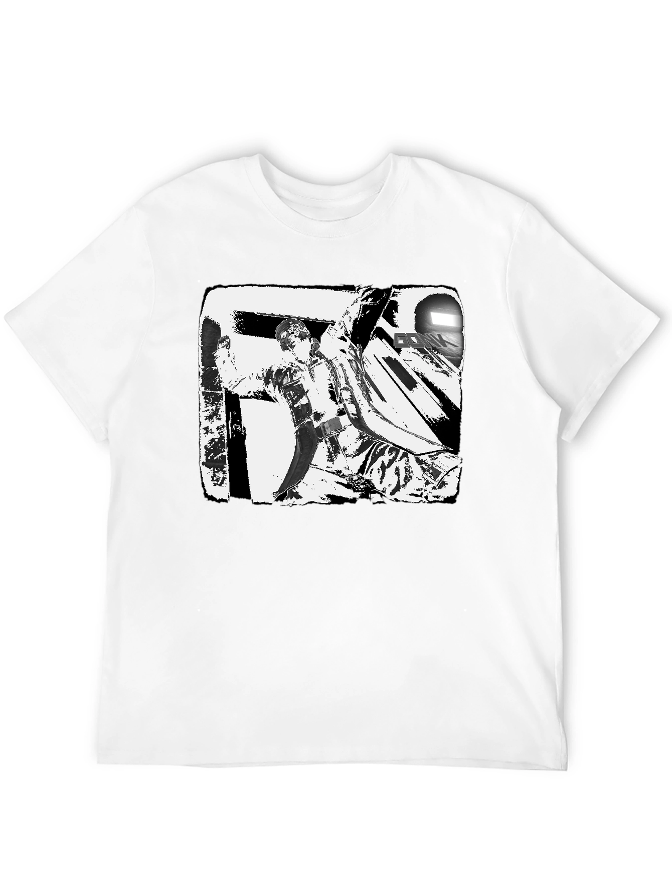 Black & White Graphic Tee: Action Scene