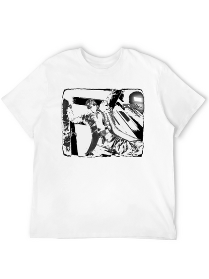 Black & White Graphic Tee: Action Scene