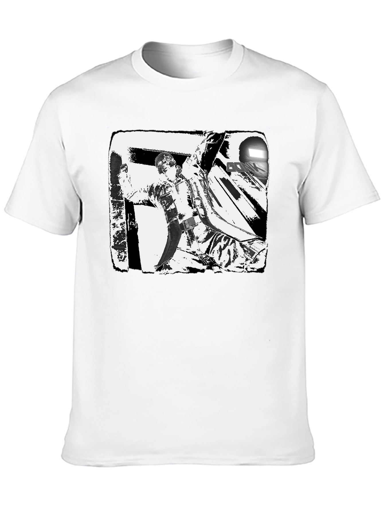 Black & White Graphic Tee: Action Scene