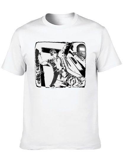 Black & White Graphic Tee: Action Scene
