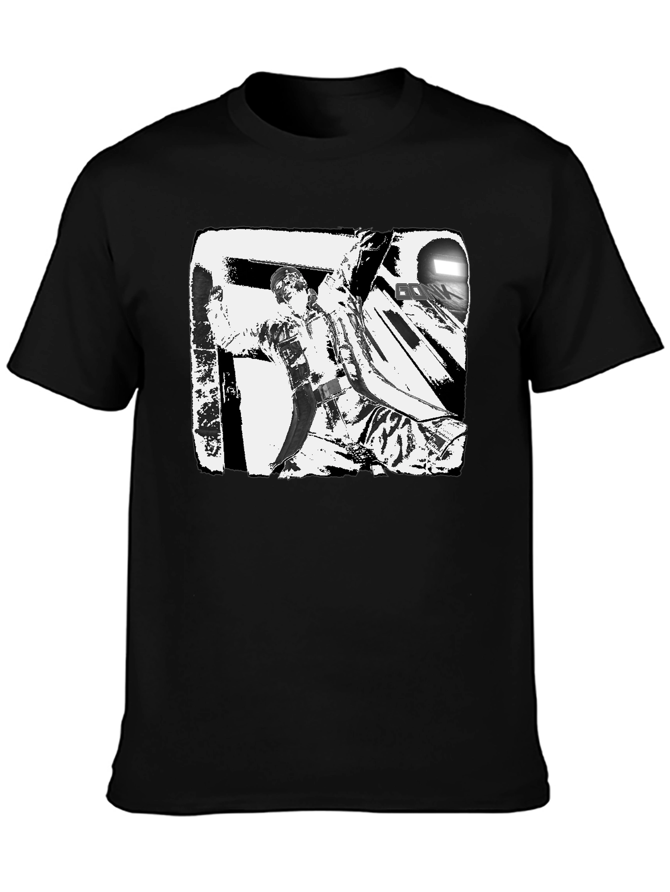 Black & White Graphic Tee: Action Scene