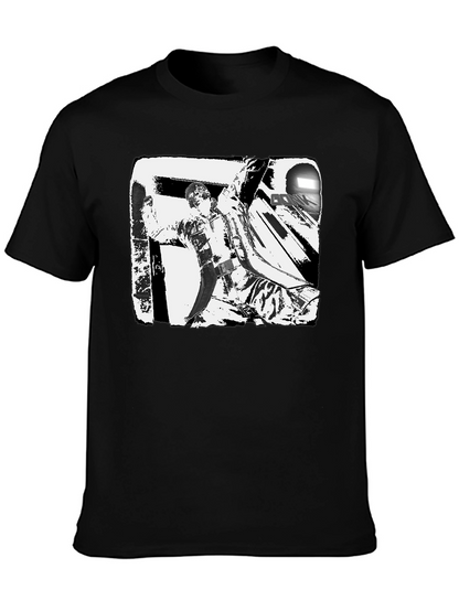 Black & White Graphic Tee: Action Scene