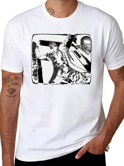 Black & White Graphic Tee: Action Scene