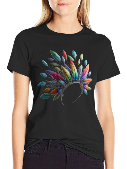 Feather Headdress Graphic Black T-Shirt