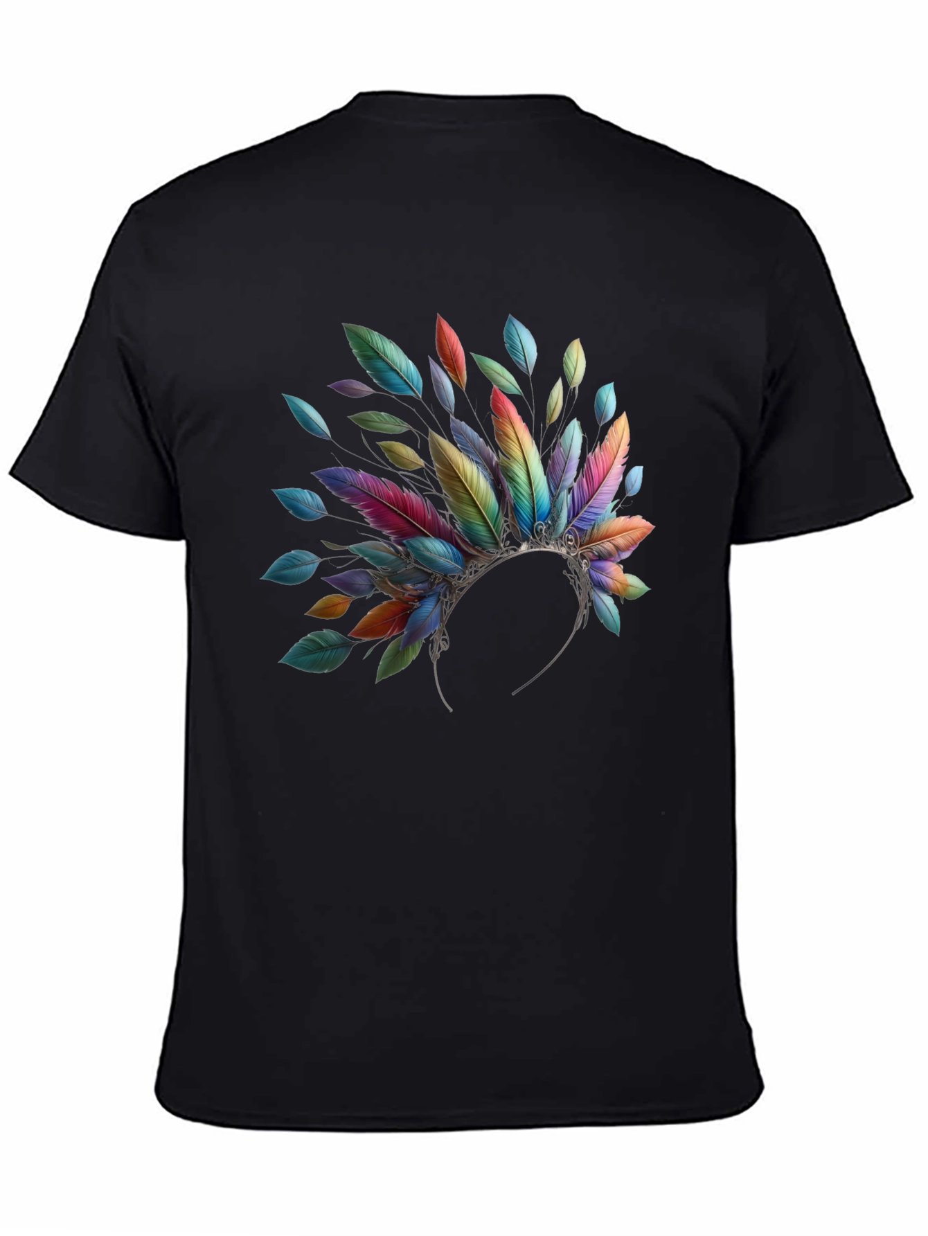Feather Headdress Graphic Black T-Shirt