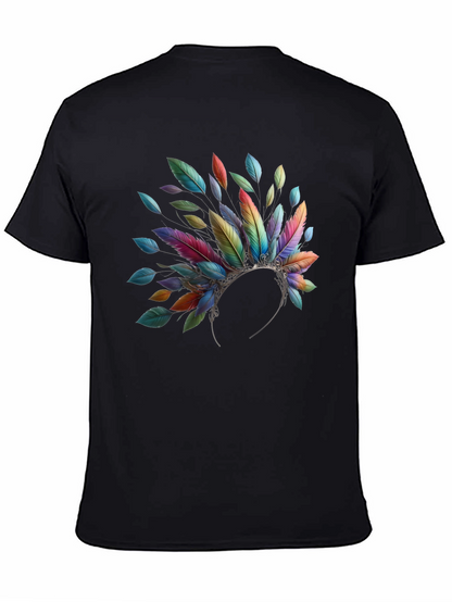 Feather Headdress Graphic Black T-Shirt