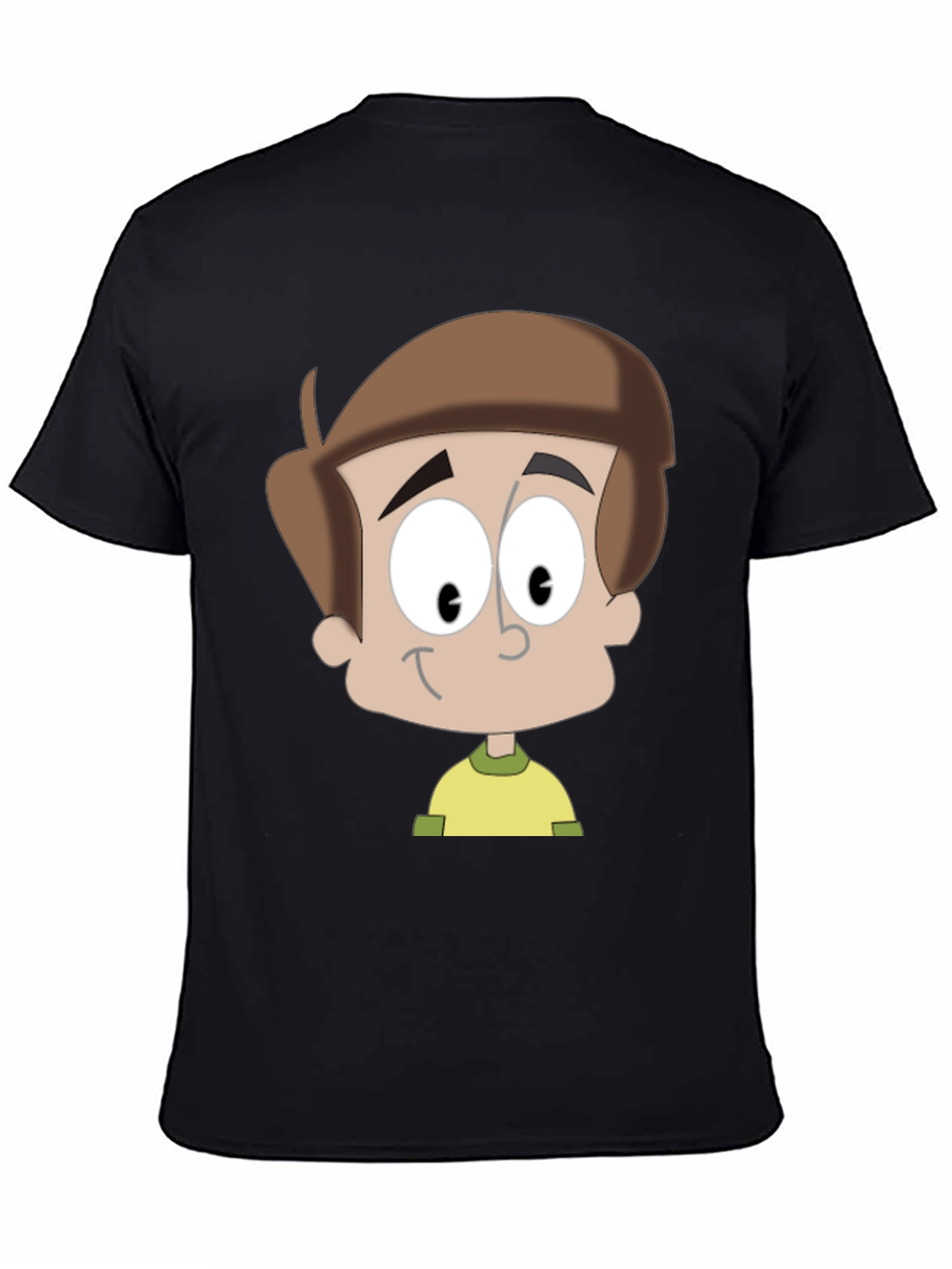 Cartoon Boy Graphic T-Shirt - Casual Black Tee