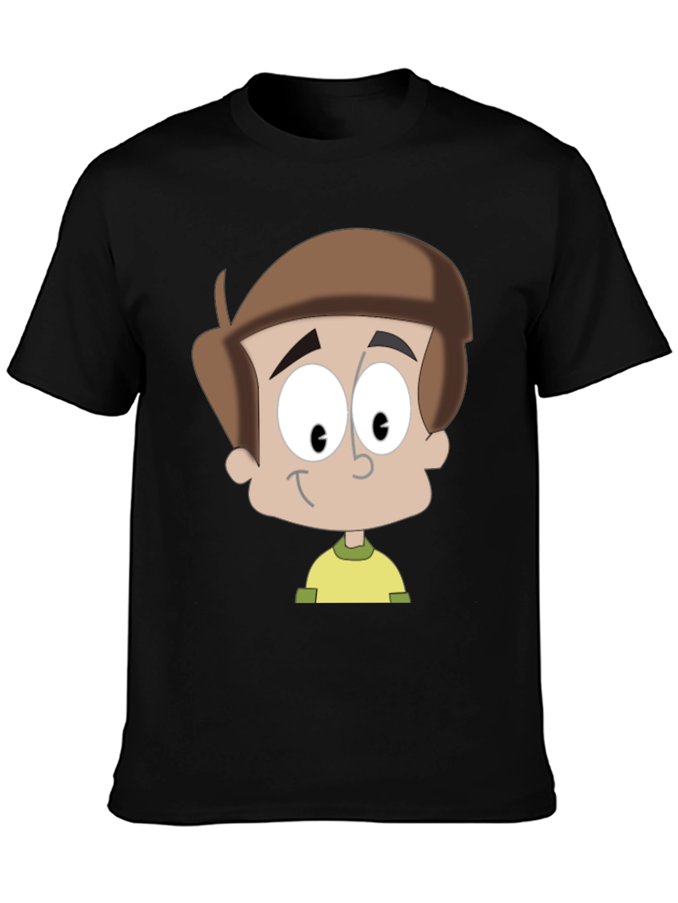 Cartoon Boy Graphic T-Shirt - Casual Black Tee