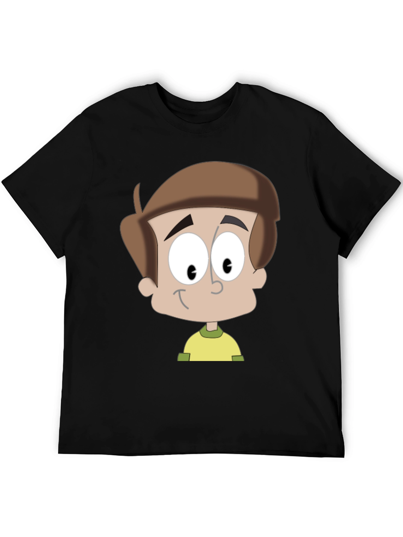Cartoon Boy Graphic T-Shirt - Casual Black Tee