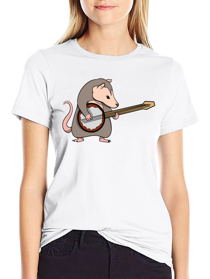 Opossum Banjo Player Graphic T-Shirt