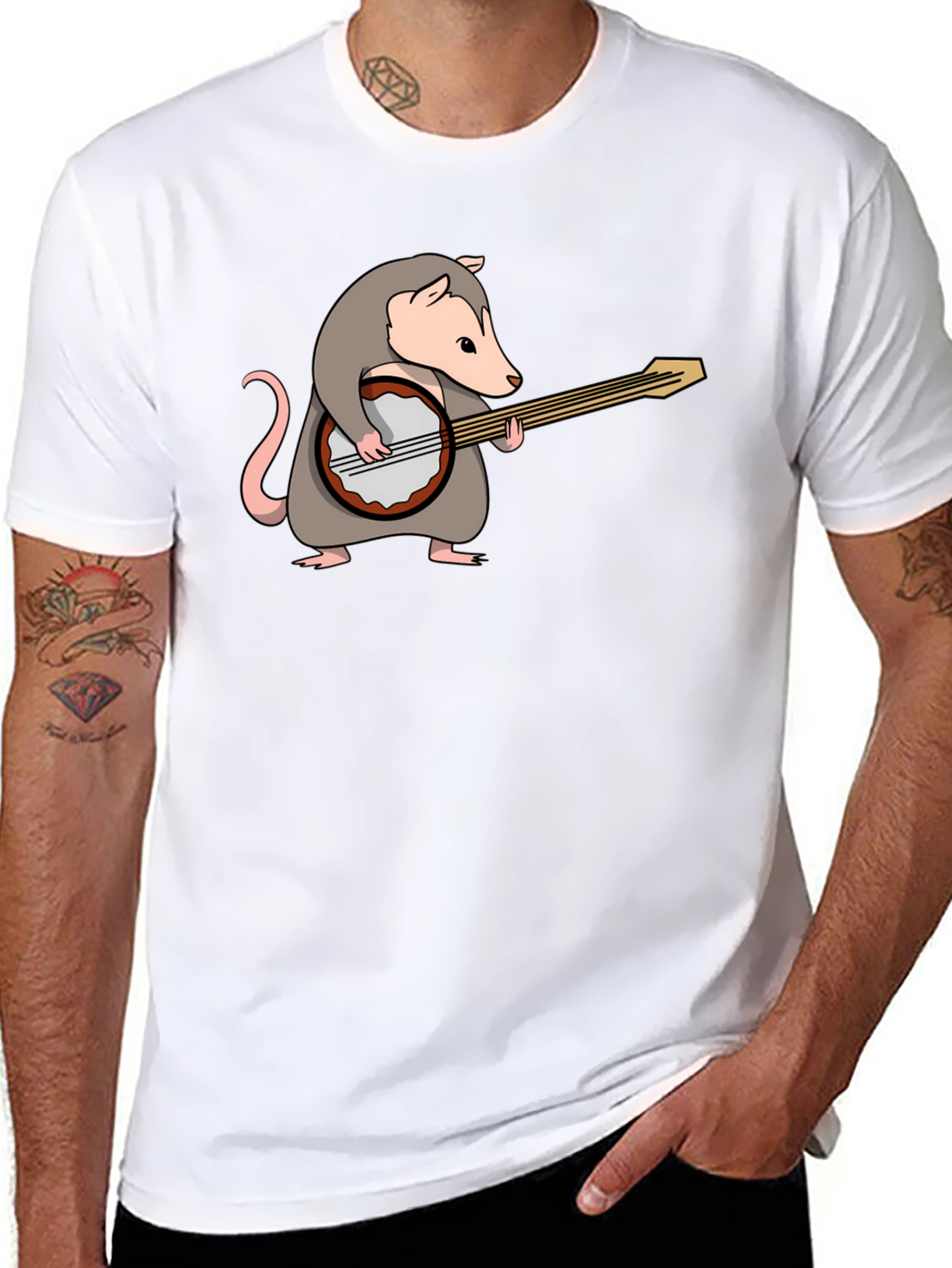 Opossum Banjo Player Graphic T-Shirt