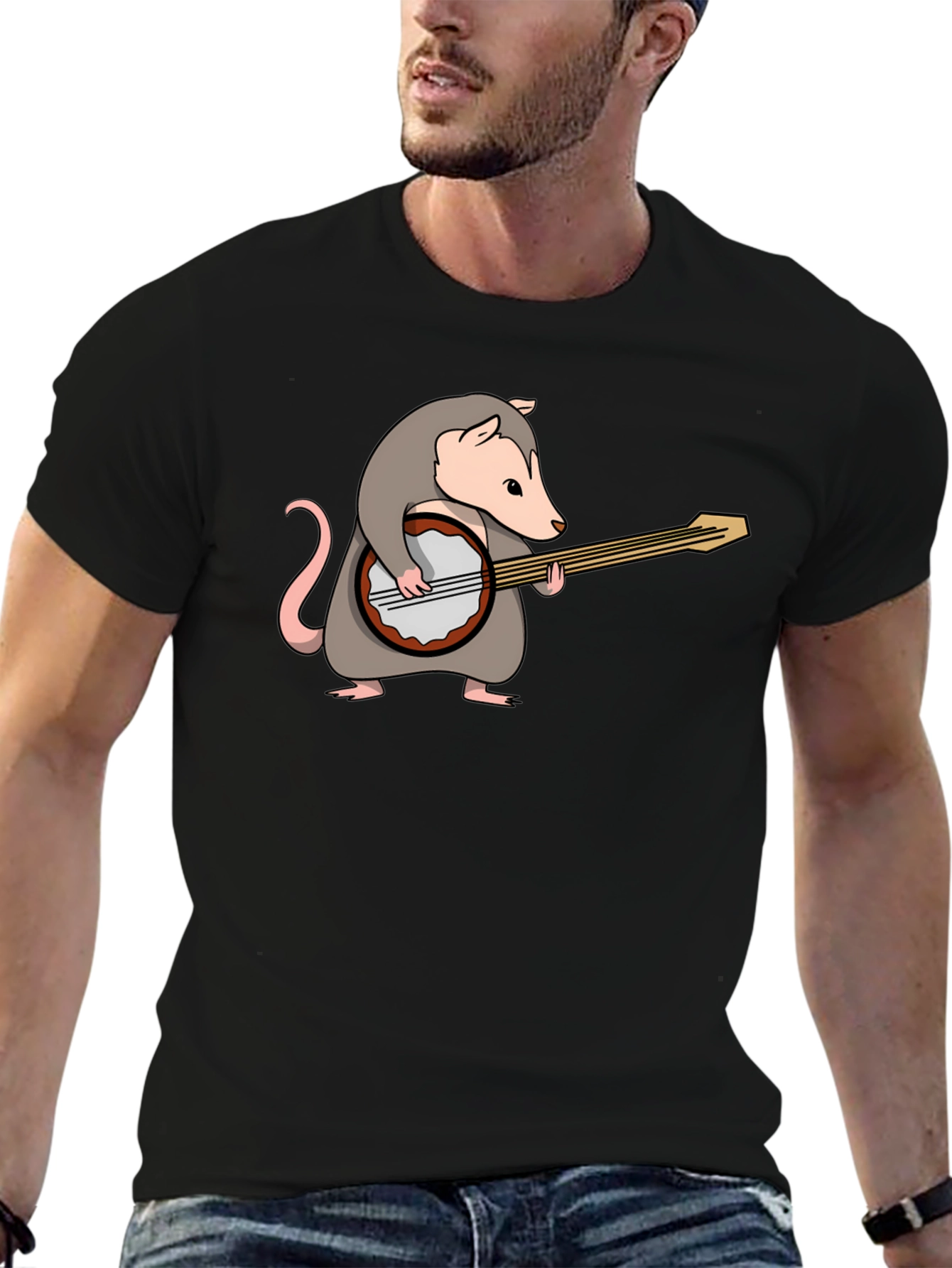 Opossum Banjo Player Graphic T-Shirt