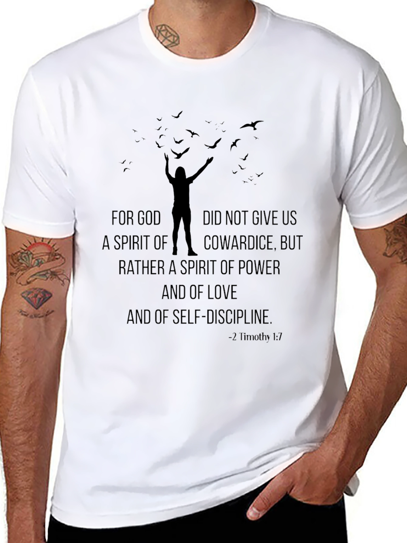 Motivational T-Shirt: 2 Timothy 1:7 Power Love Self-Discipline